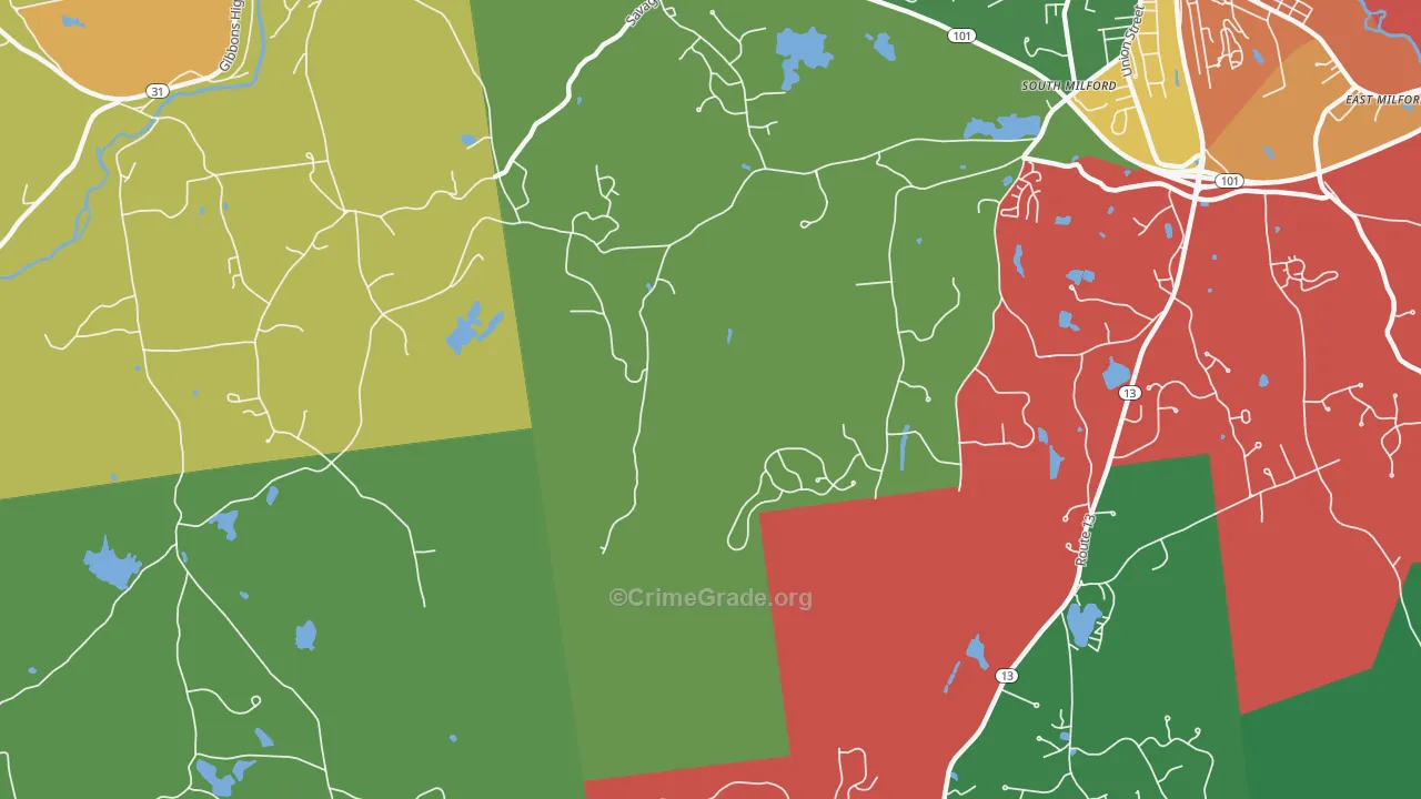 North Brookline, NH Map of Assault Rates