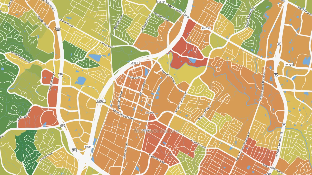 North Burnet, Austin, TX Map of Assault Rates