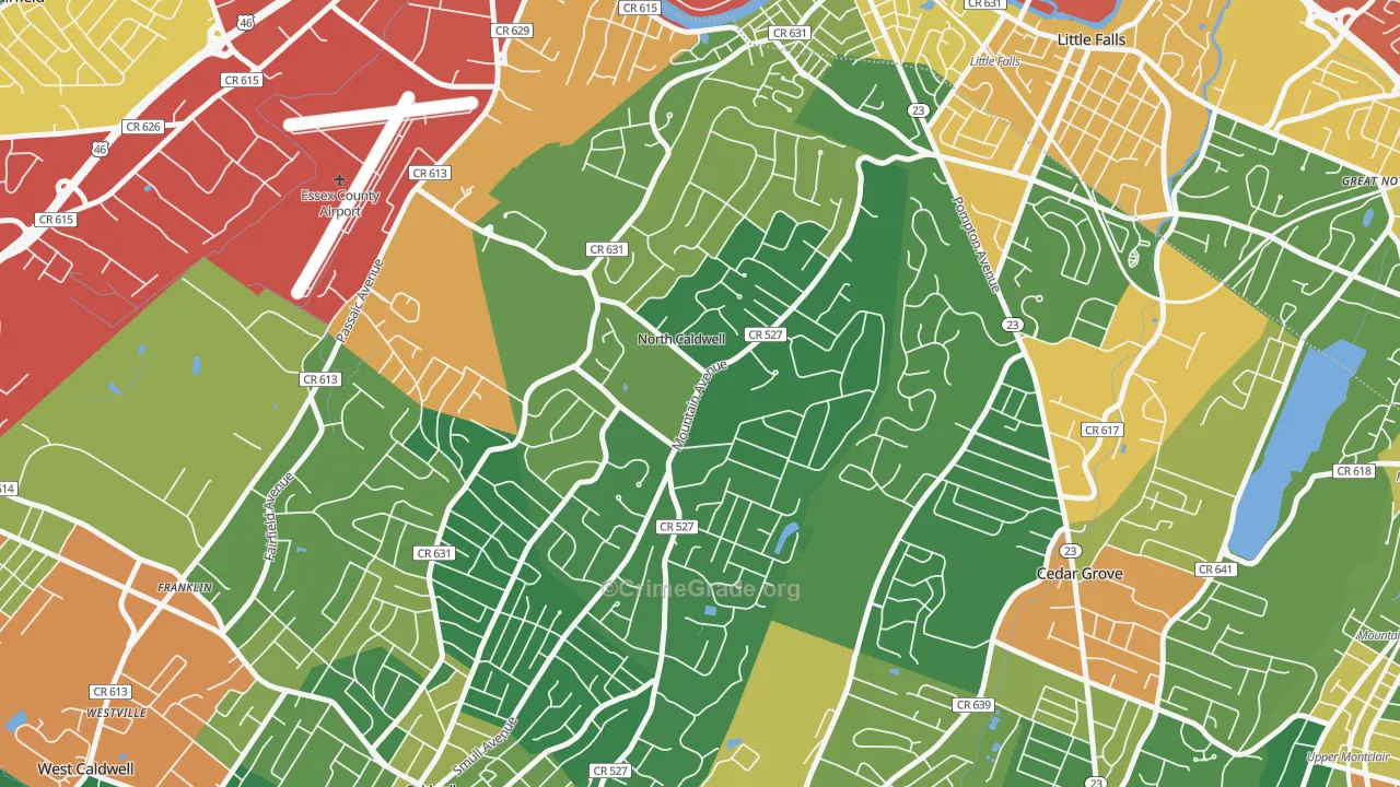 North Caldwell, NJ Map of Assault Rates