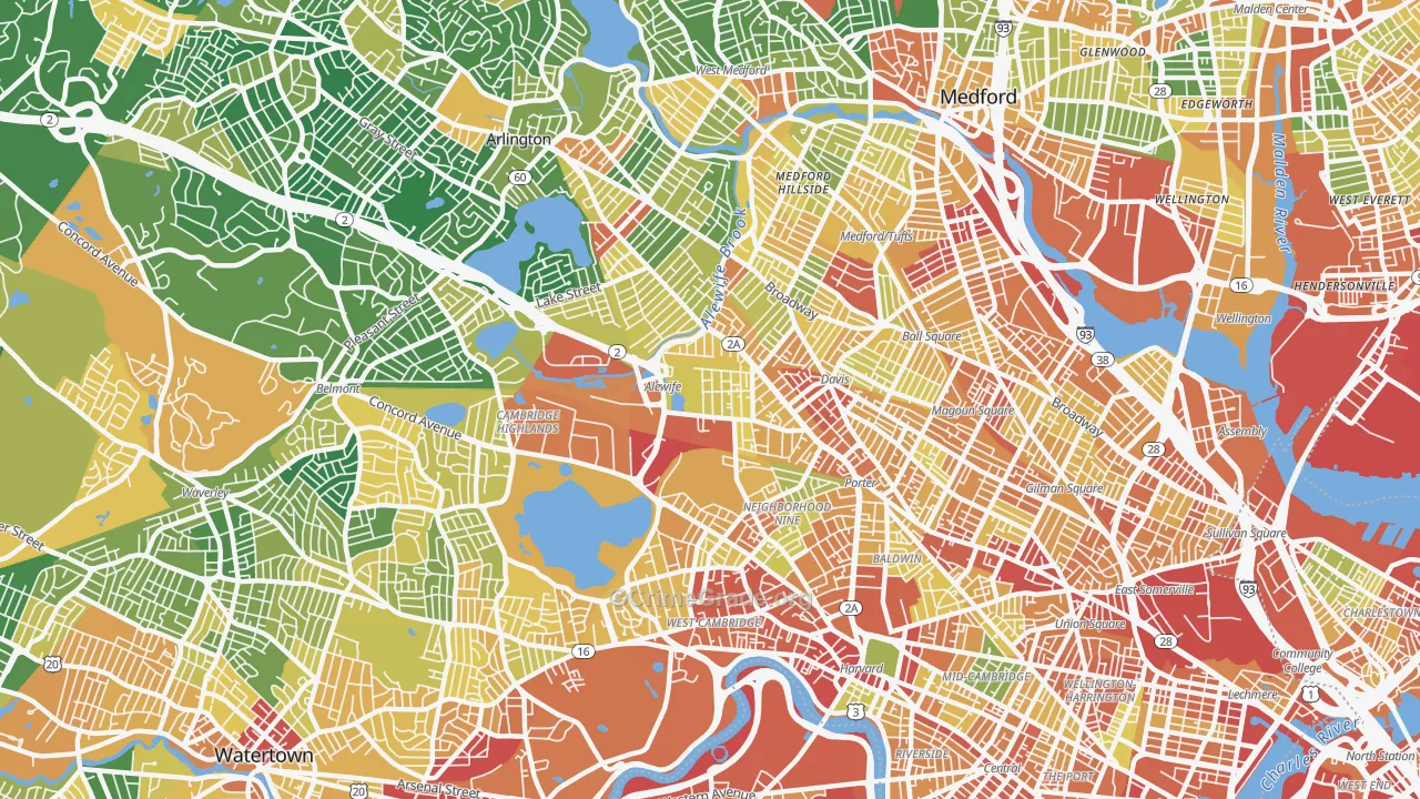 North Cambridge, Cambridge, MA Map of Assault Rates