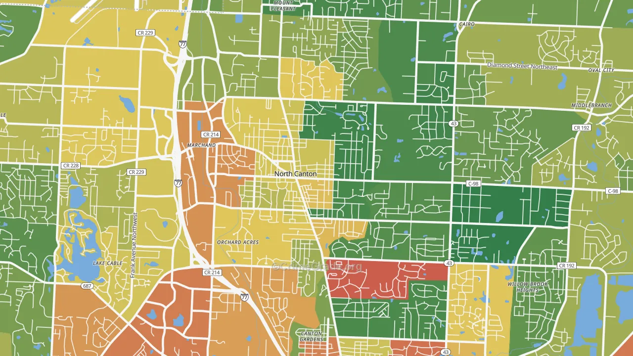 North Canton, OH Map of Assault Rates