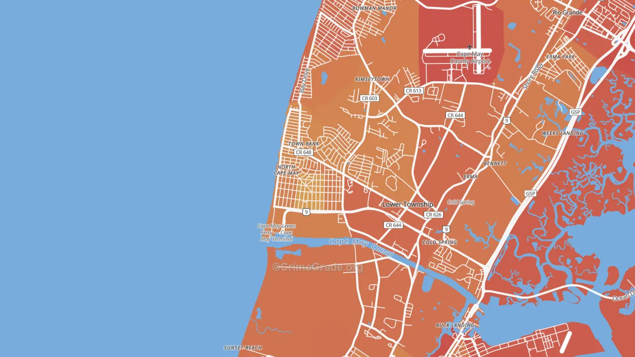 North Cape May, NJ Map of Assault Rates