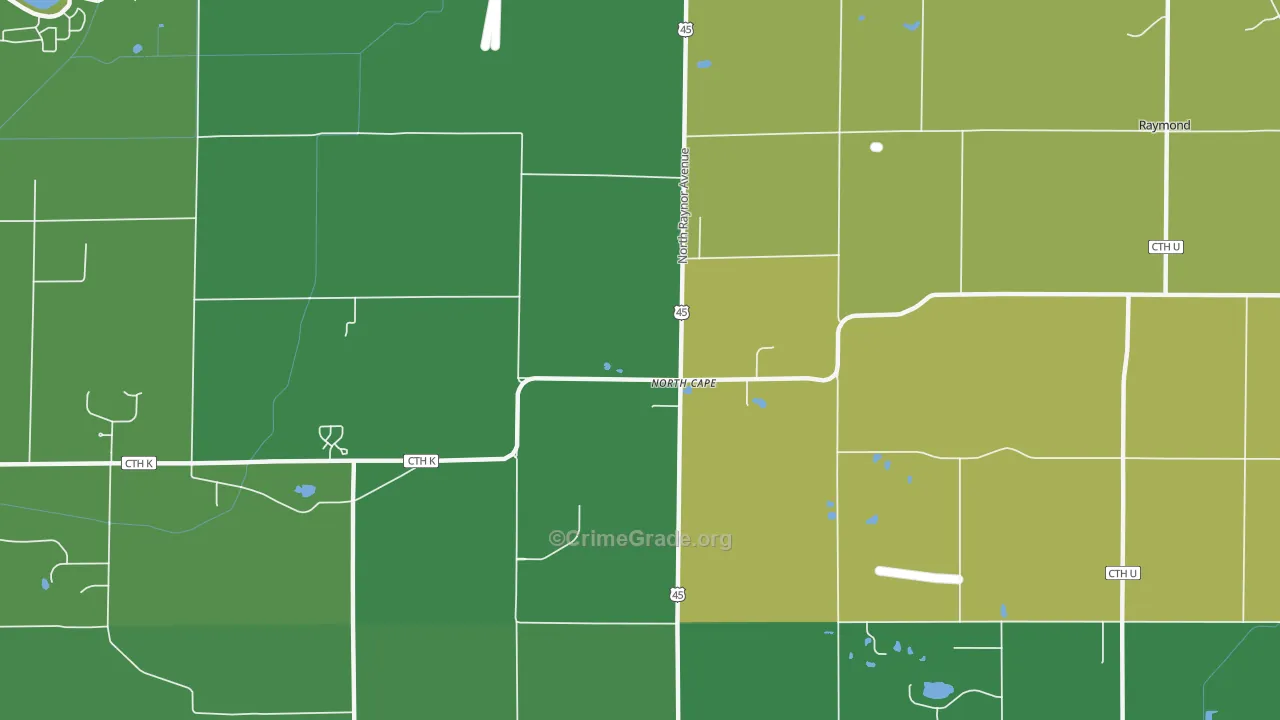 North Cape, WI Map of Assault Rates