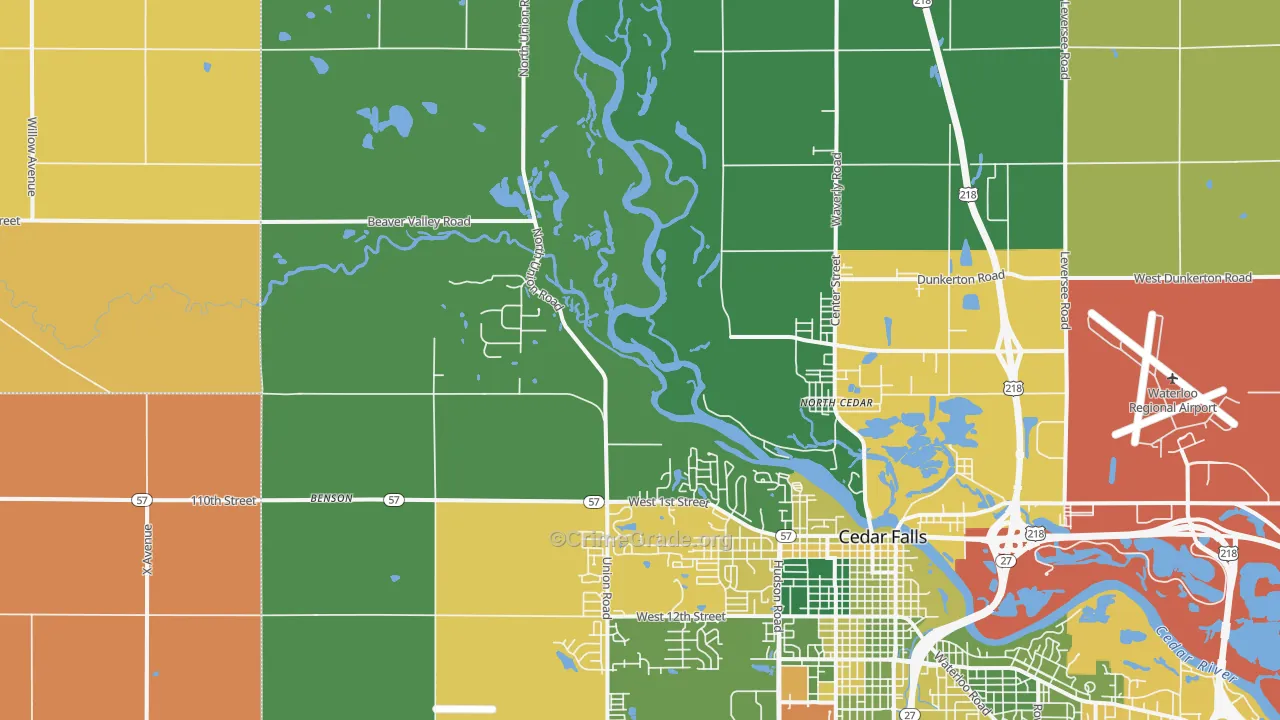 North Cedar, IA Map of Assault Rates
