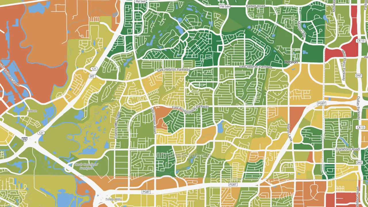 North Central Dallas, Carrollton, TX Map of Assault Rates