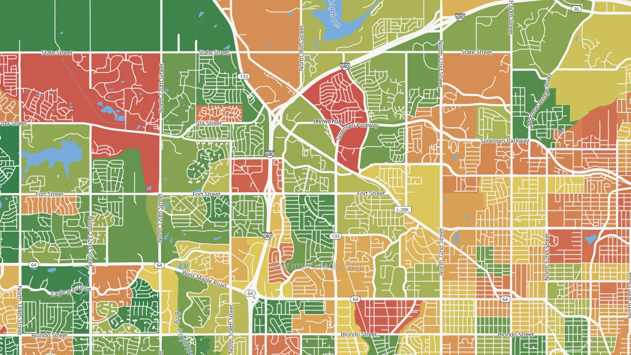 North Central Omaha, Omaha, NE Map of Assault Rates