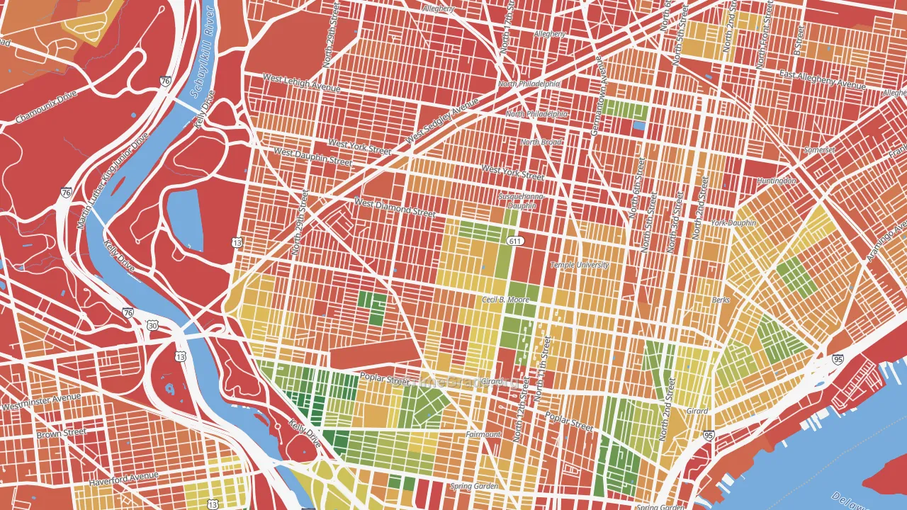 North Central, Philadelphia, PA Map of Assault Rates