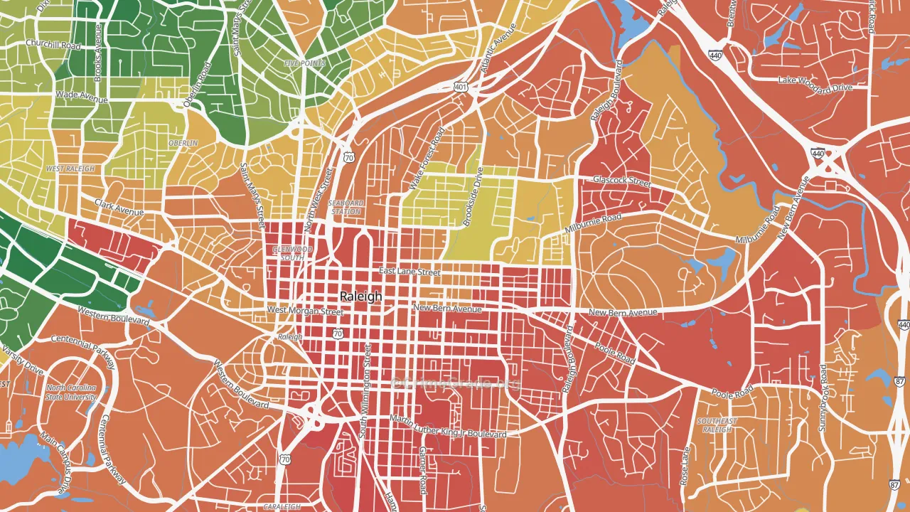 North Central, Raleigh, NC Map of Assault Rates