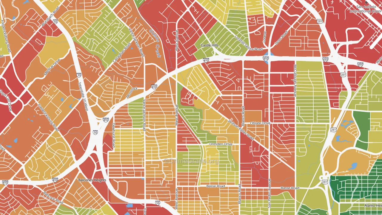 North Central, San Antonio, TX Map of Assault Rates