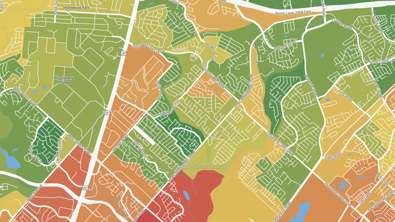 North Central Thousand Oaks, San Antonio, TX Map of Assault Rates