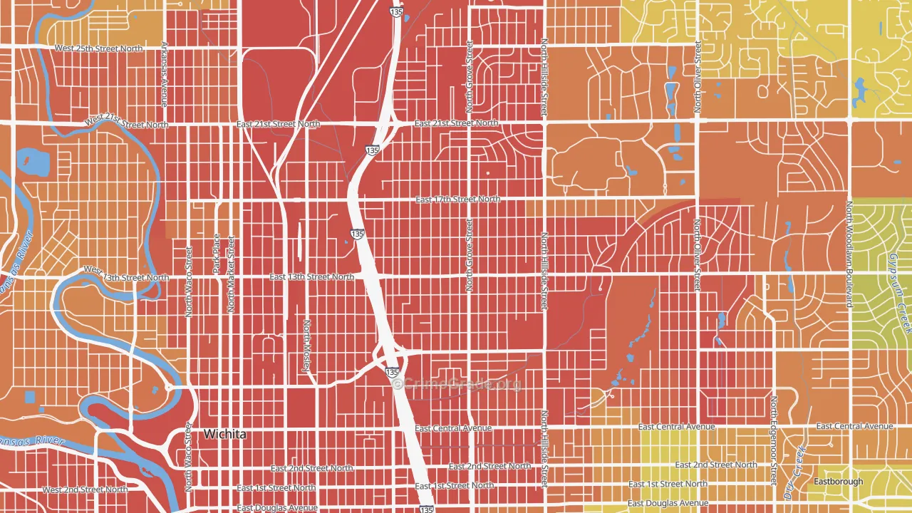 North Central, Wichita, KS Map of Assault Rates