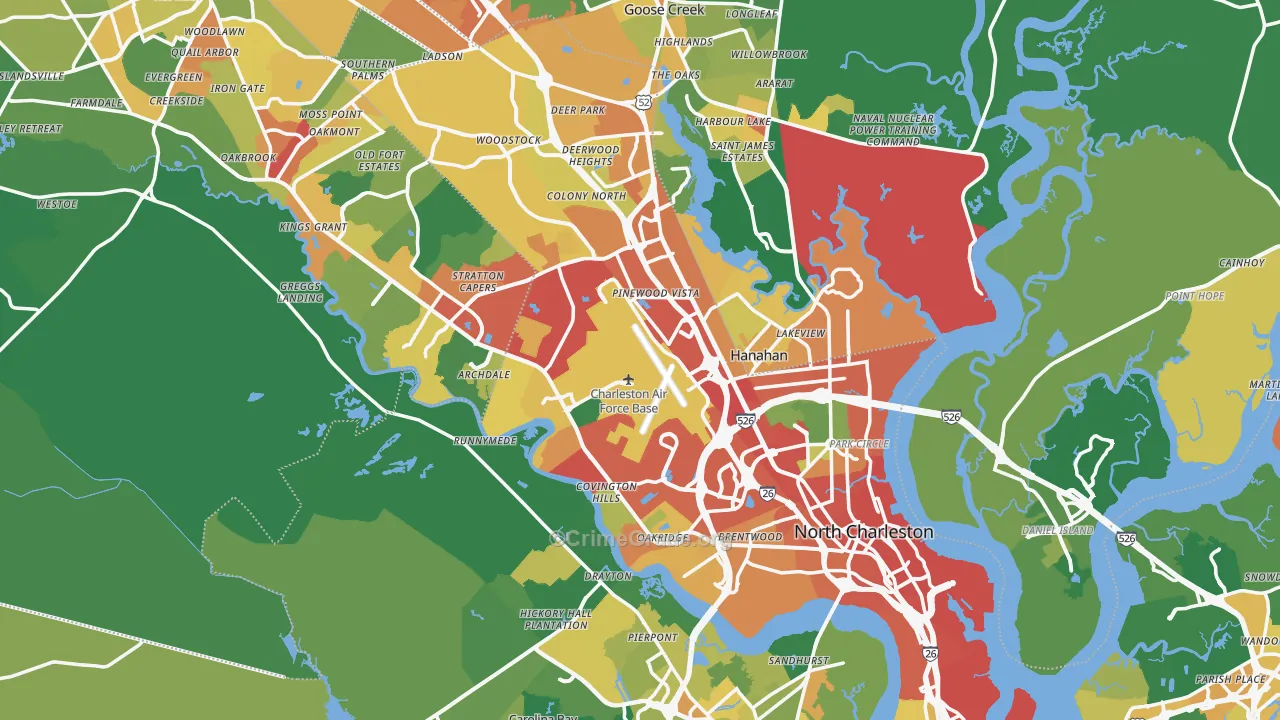 North Charleston, SC Map of Assault Rates