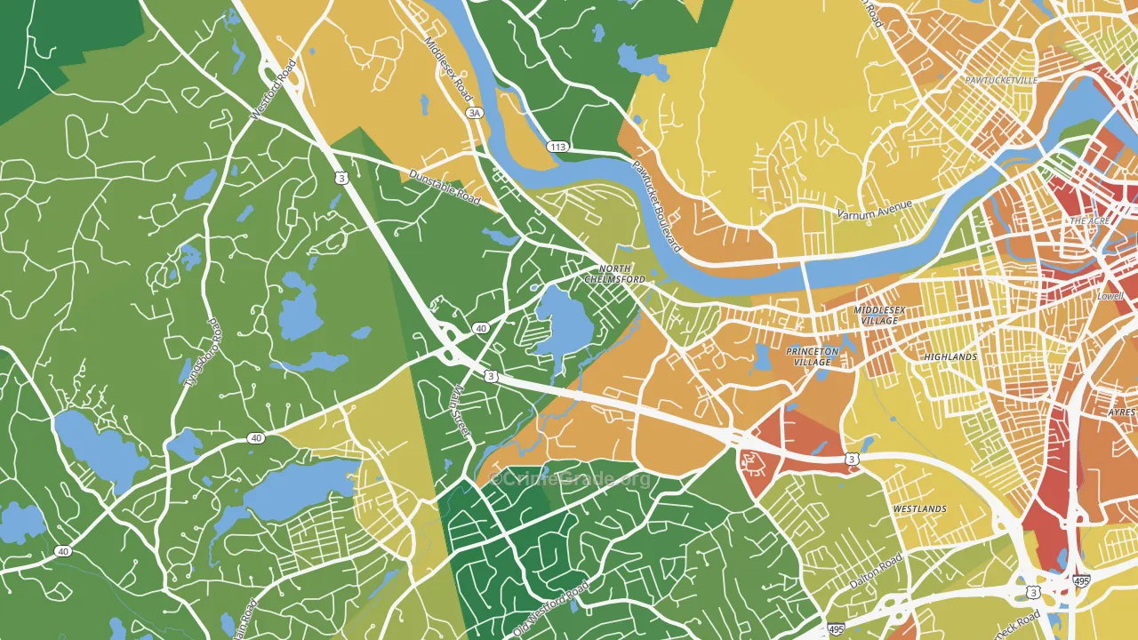 North Chelmsford, MA Map of Assault Rates