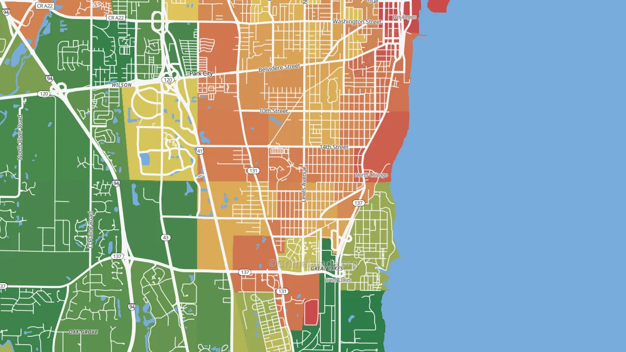 North Chicago, IL Map of Assault Rates