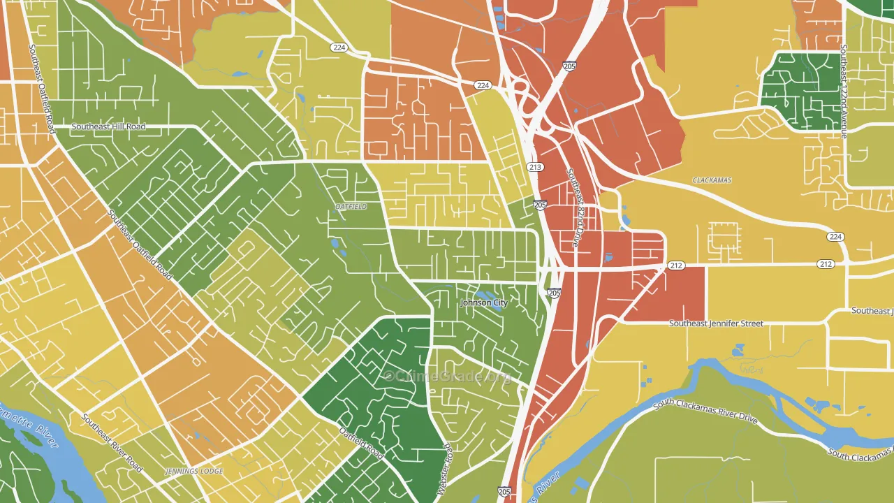 North Clackamas, Oatfield, OR Map of Assault Rates