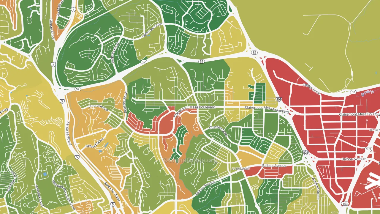 North Clairemont, San Diego, CA Map of Assault Rates