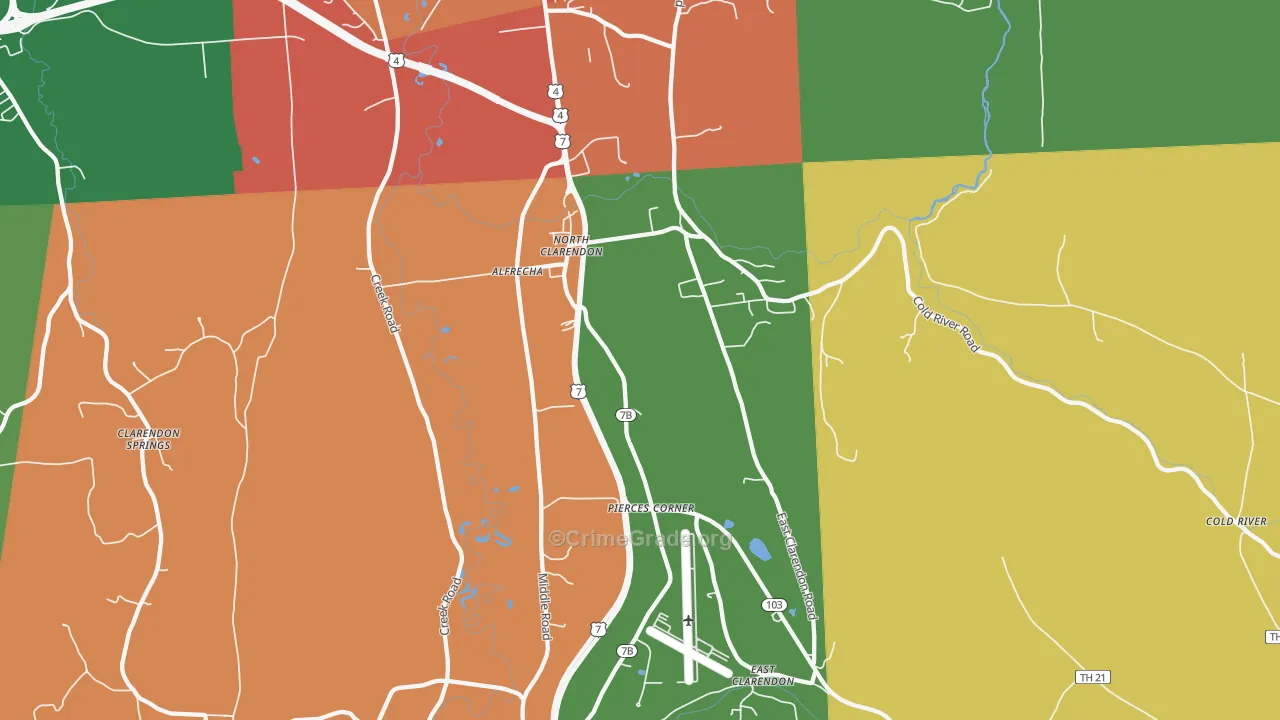 North Clarendon, VT Map of Assault Rates