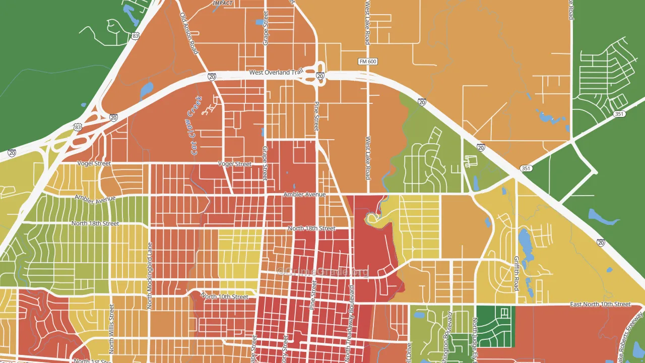 North College, Abilene, TX Map of Assault Rates