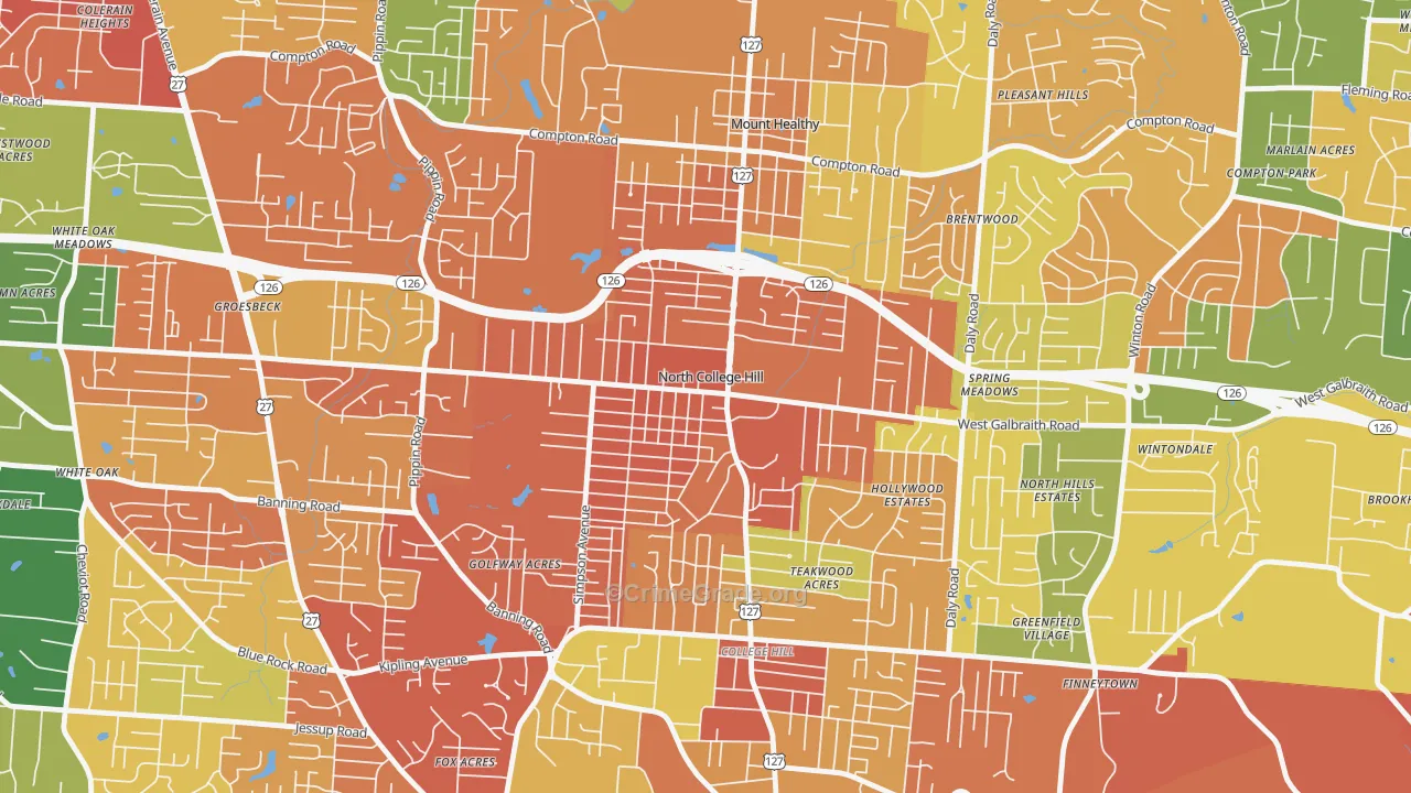 North College Hill, OH Map of Assault Rates