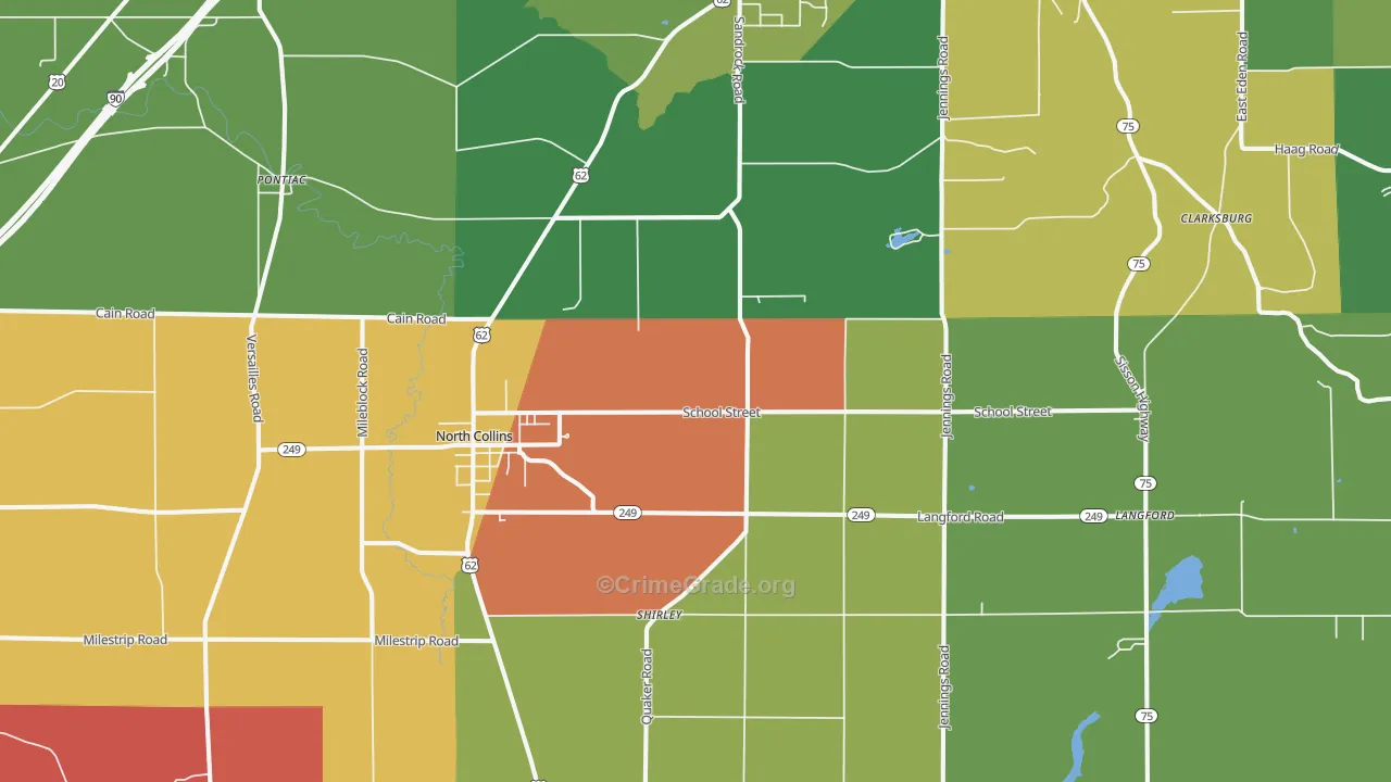 North Collins, NY Map of Assault Rates