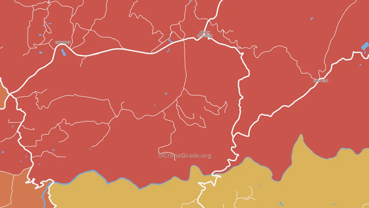North Columbia, CA Map of Assault Rates