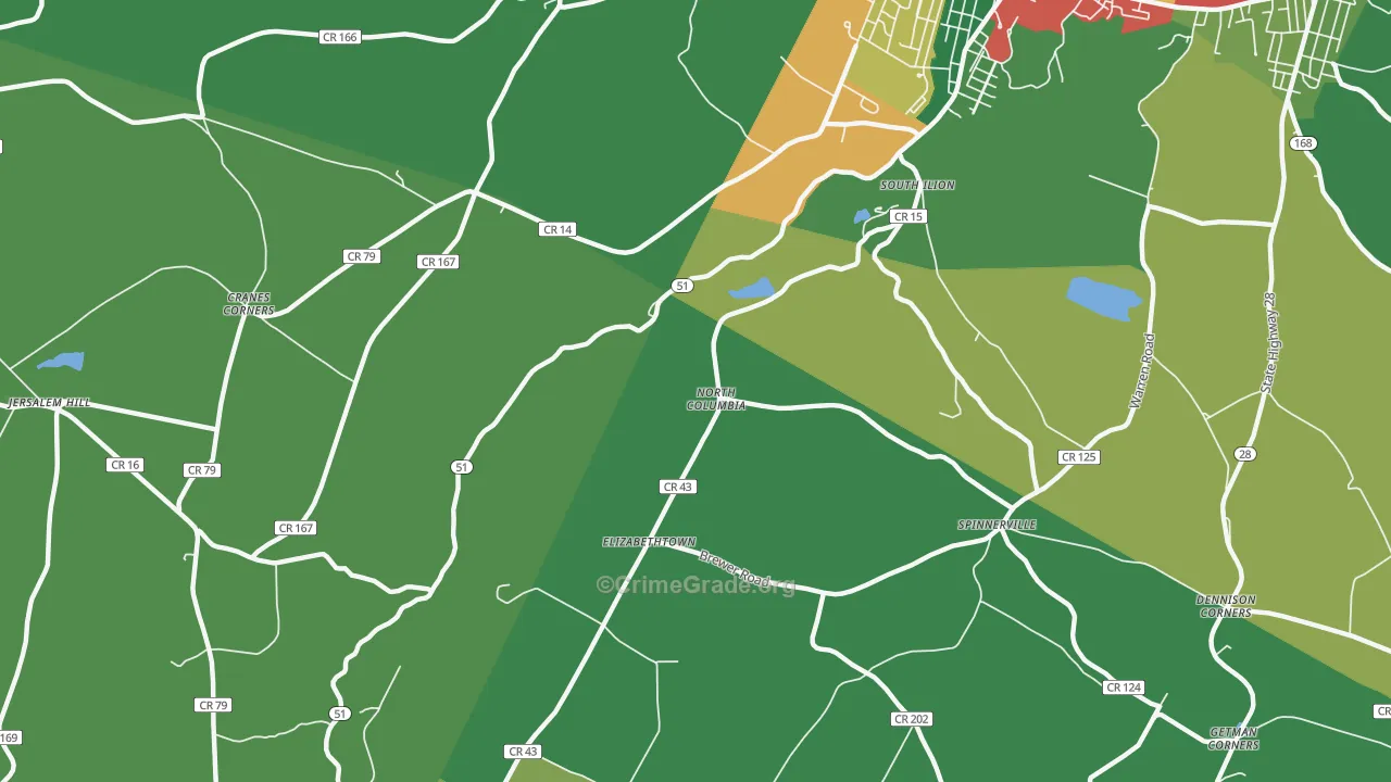 North Columbia, NY Map of Assault Rates