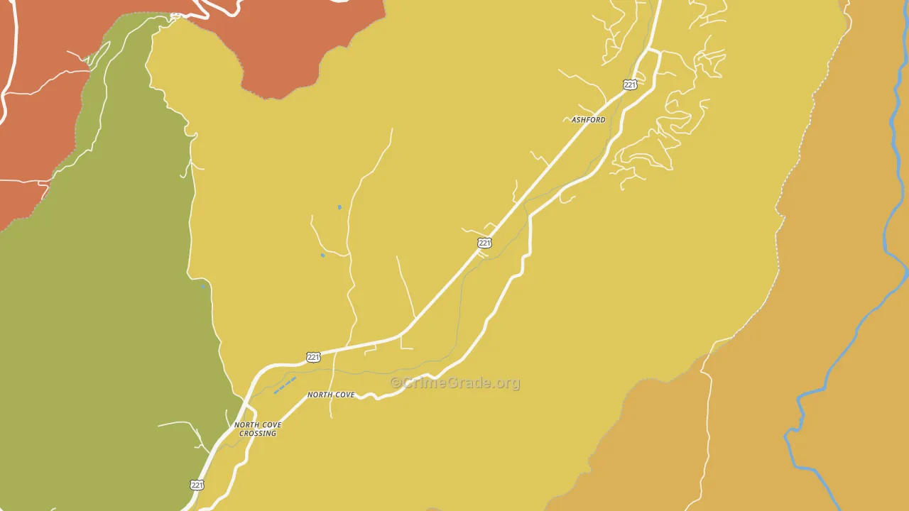 North Cove, NC Map of Assault Rates