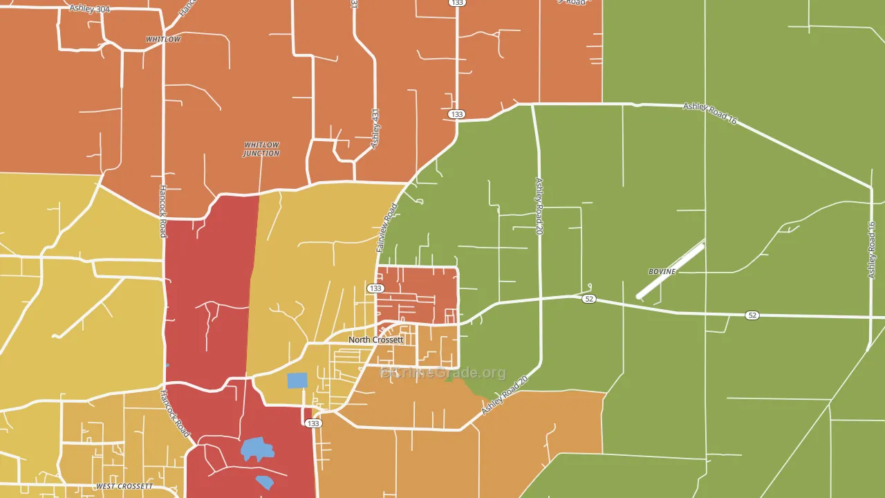 North Crossett, AR Map of Assault Rates