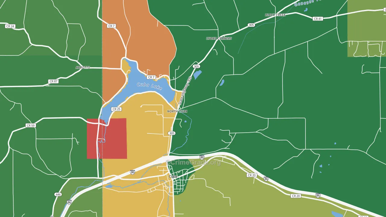 North Cuba, NY Map of Assault Rates