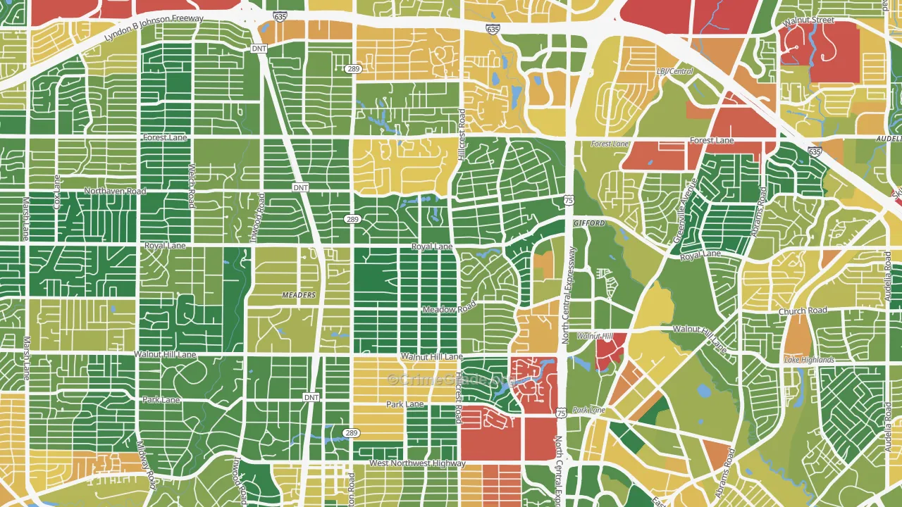 North Dallas, Dallas, TX Map of Assault Rates