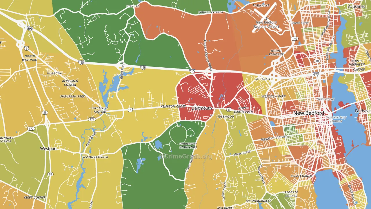 North Dartmouth, MA Map of Assault Rates