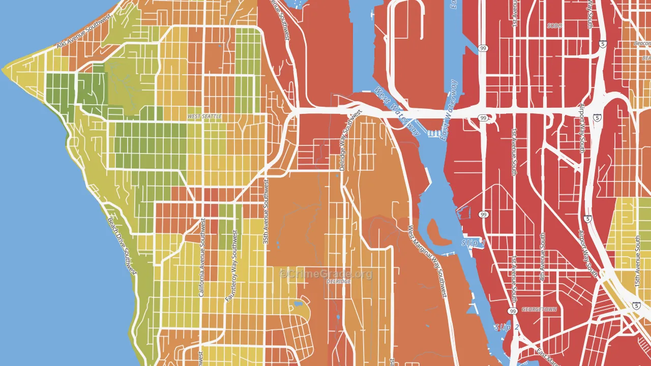 North Delridge, Seattle, WA Map of Assault Rates