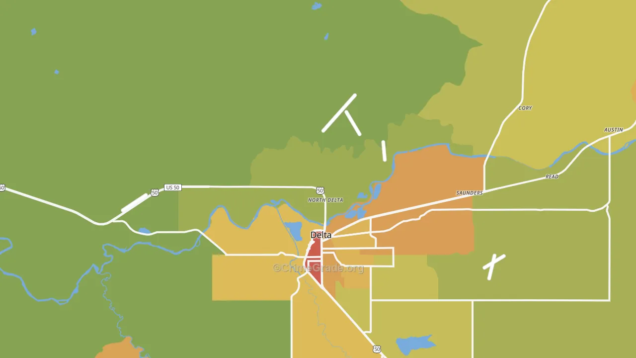North Delta, CO Map of Assault Rates