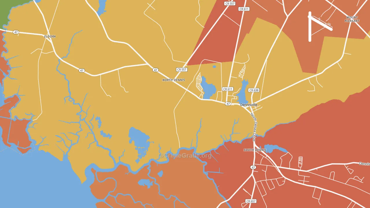 North Dennis, NJ Map of Assault Rates