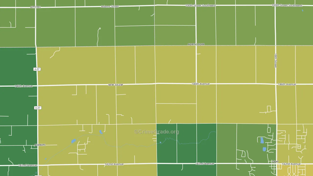 North Dorr, MI Map of Assault Rates