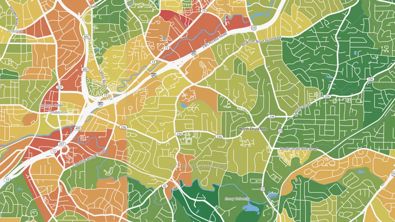 North Druid Hills, GA Map of Assault Rates