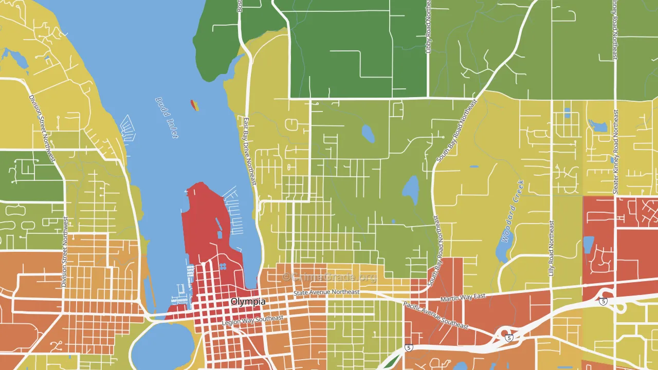 North East, Olympia, WA Map of Assault Rates