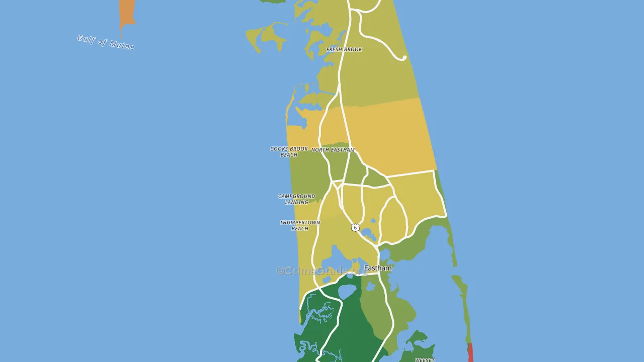 North Eastham, MA Map of Assault Rates