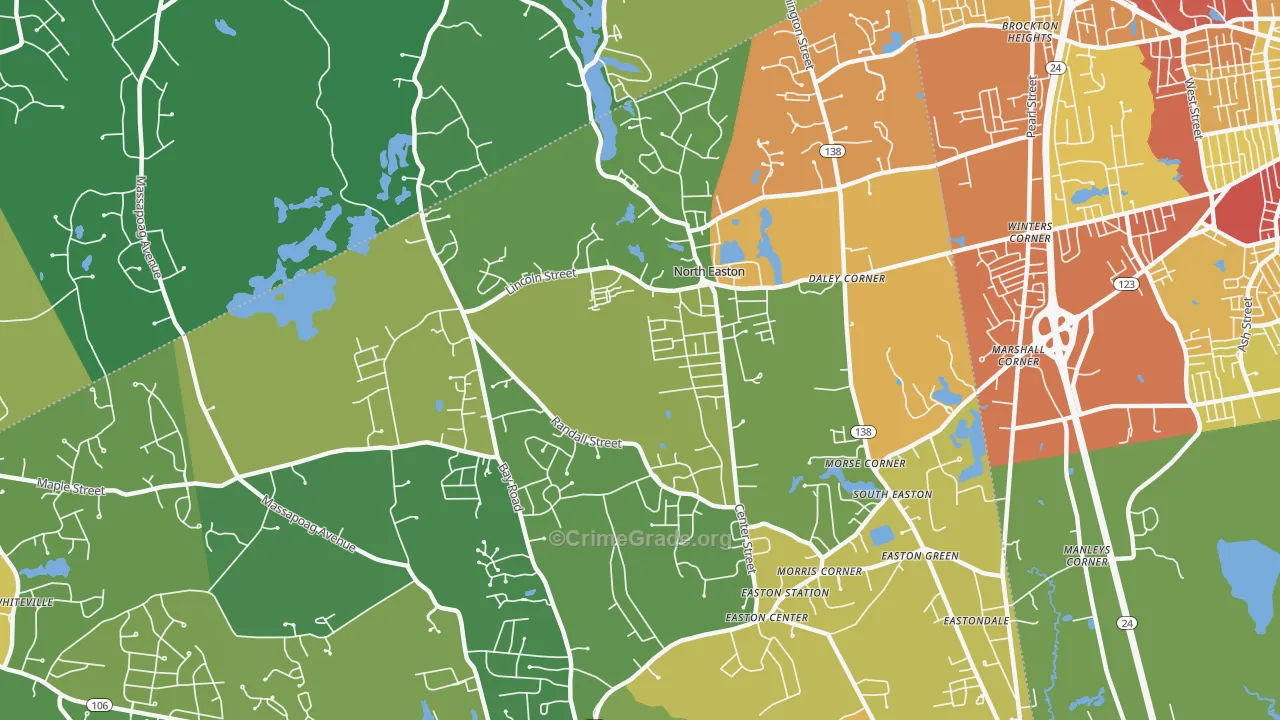 North Easton, MA Map of Assault Rates