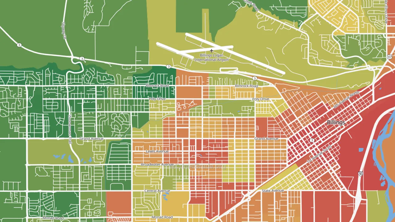 North Elevation, Billings, MT Map of Assault Rates