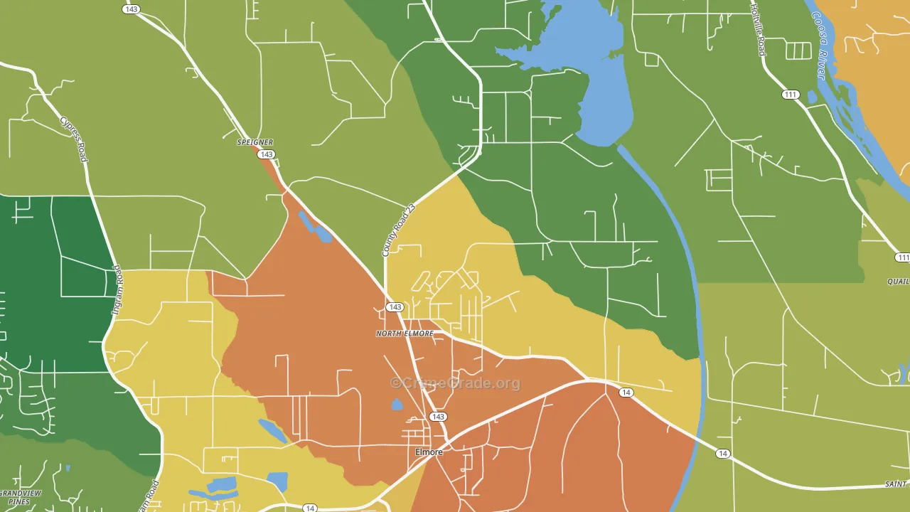 North Elmore, AL Map of Assault Rates