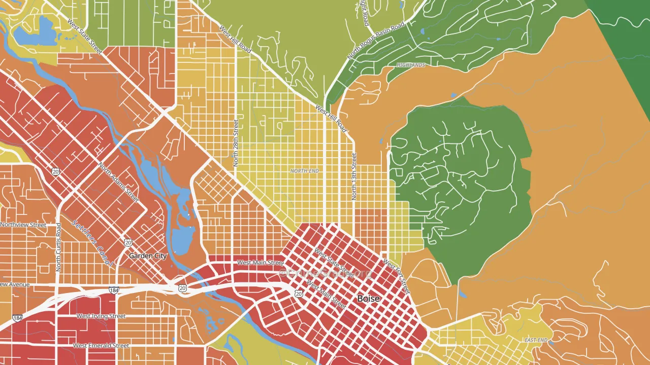 North End, Boise, ID Map of Assault Rates