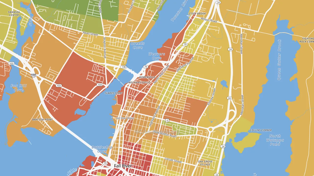 North End, Fall River, MA Map of Assault Rates