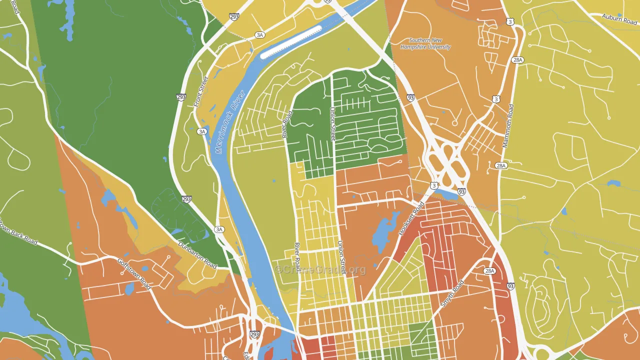 North End Manchester, Manchester, NH Map of Assault Rates