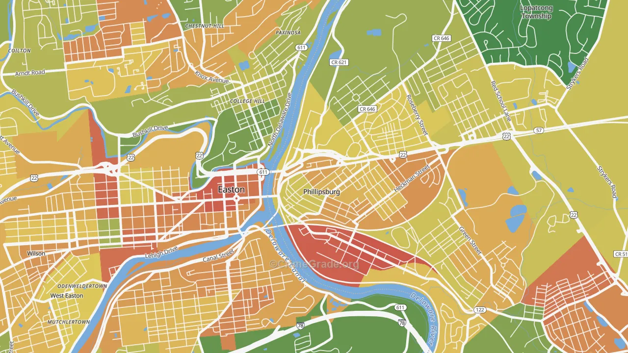 North End, Phillipsburg, NJ Map of Assault Rates