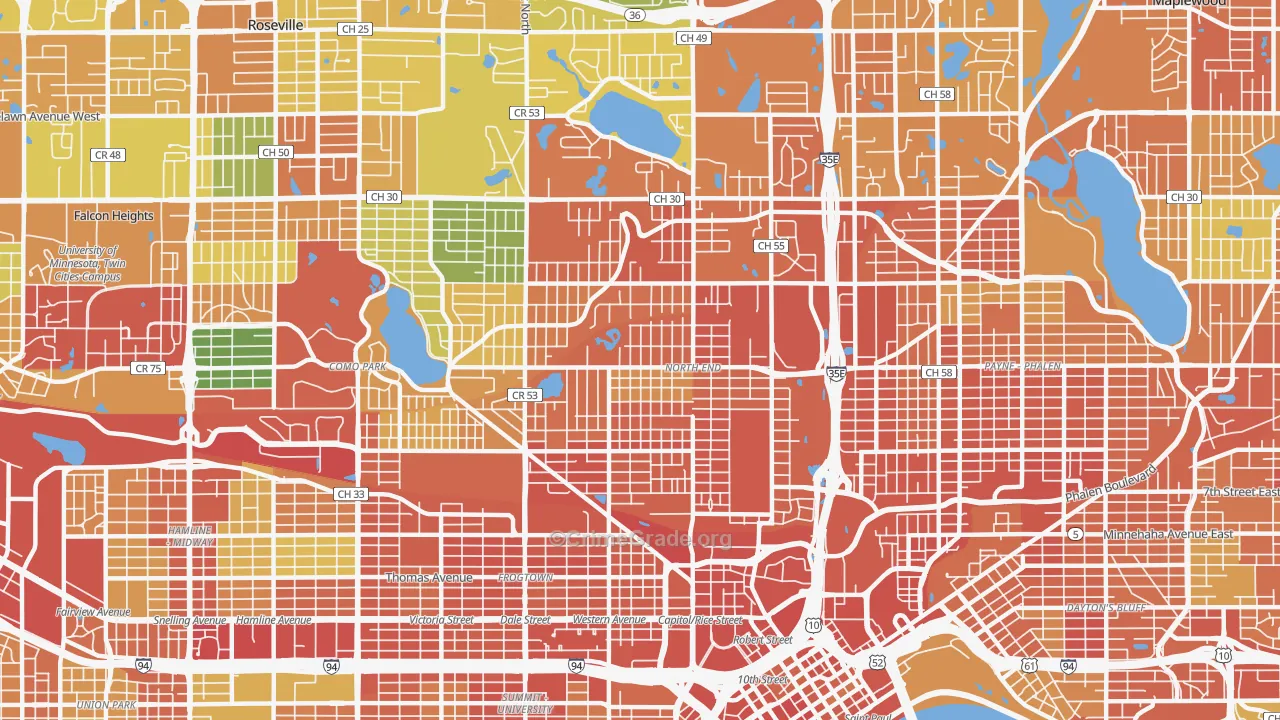 North End, St. Paul, MN Map of Assault Rates