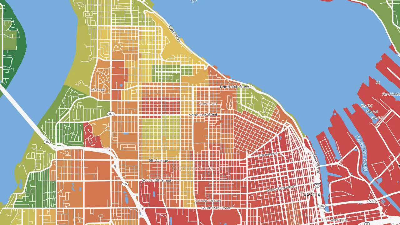 North End, Tacoma, WA Map of Assault Rates