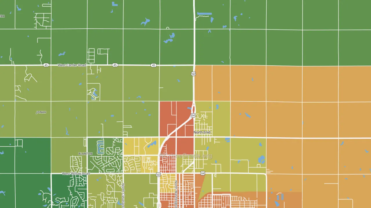 North Enid, OK Map of Assault Rates