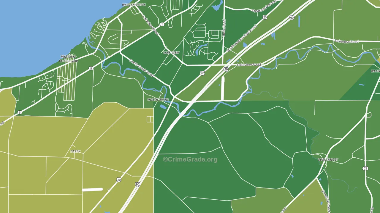 North Evans, NY Map of Assault Rates