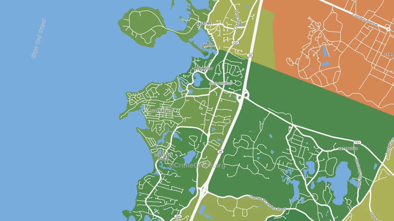 North Falmouth, MA Map of Assault Rates